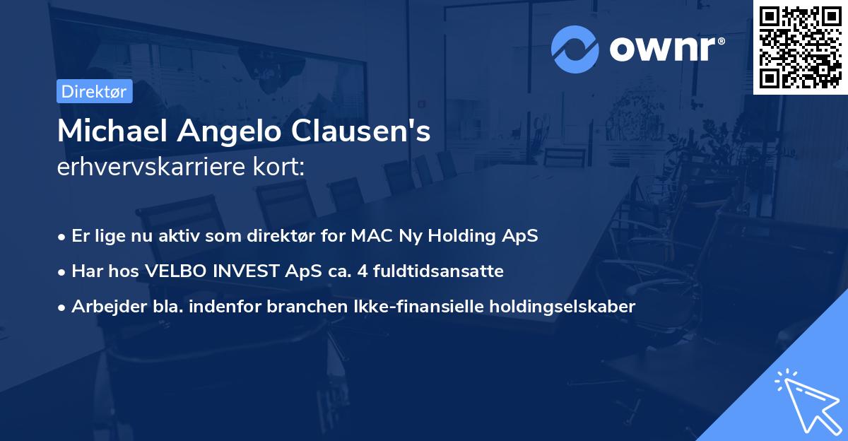 Michael Angelo Clausen's erhvervskarriere kort