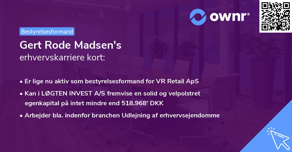 Gert Rode Madsen's erhvervskarriere kort