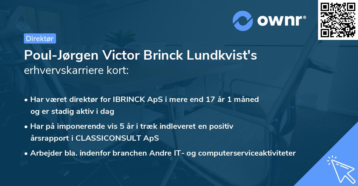 Poul-Jørgen Victor Brinck Lundkvist's erhvervskarriere kort