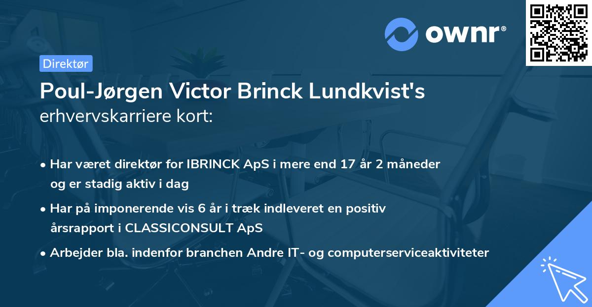 Poul-Jørgen Victor Brinck Lundkvist's erhvervskarriere kort