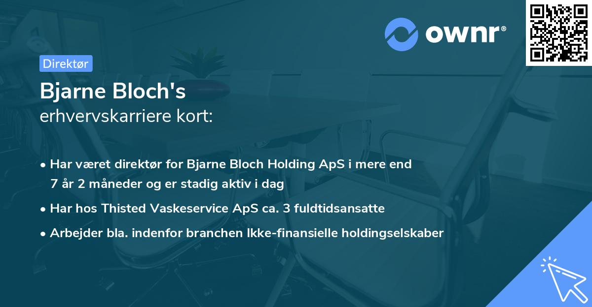 Bjarne Bloch's erhvervskarriere kort