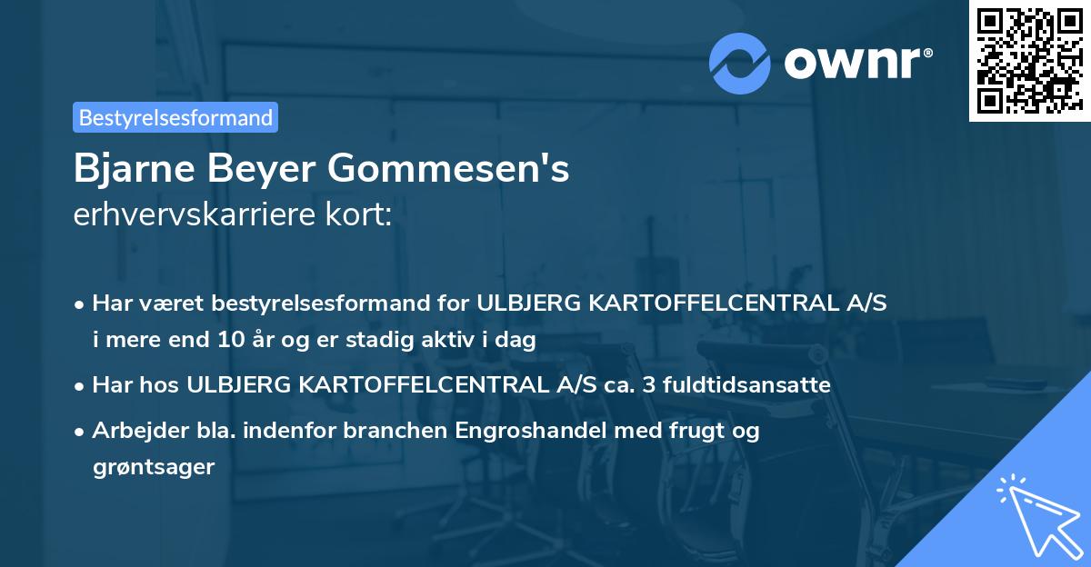 Bjarne Beyer Gommesen's erhvervskarriere kort