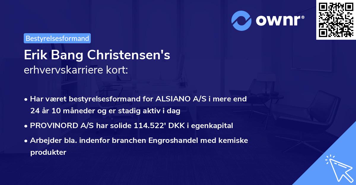 Erik Bang Christensen's erhvervskarriere kort