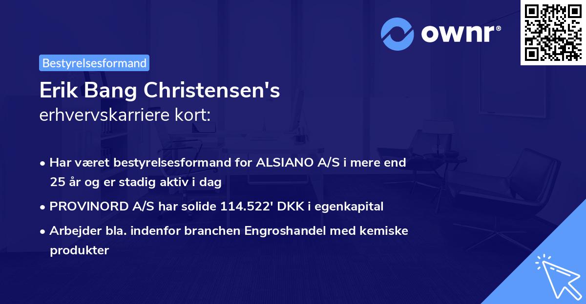 Erik Bang Christensen's erhvervskarriere kort