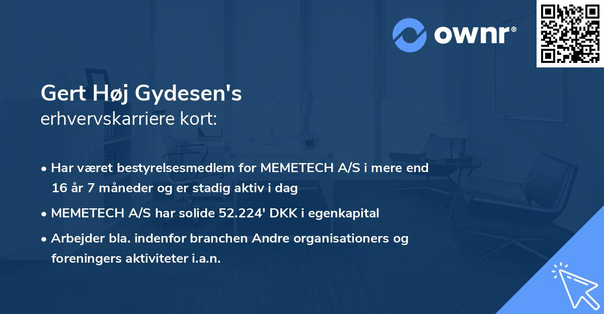Gert Høj Gydesen's erhvervskarriere kort