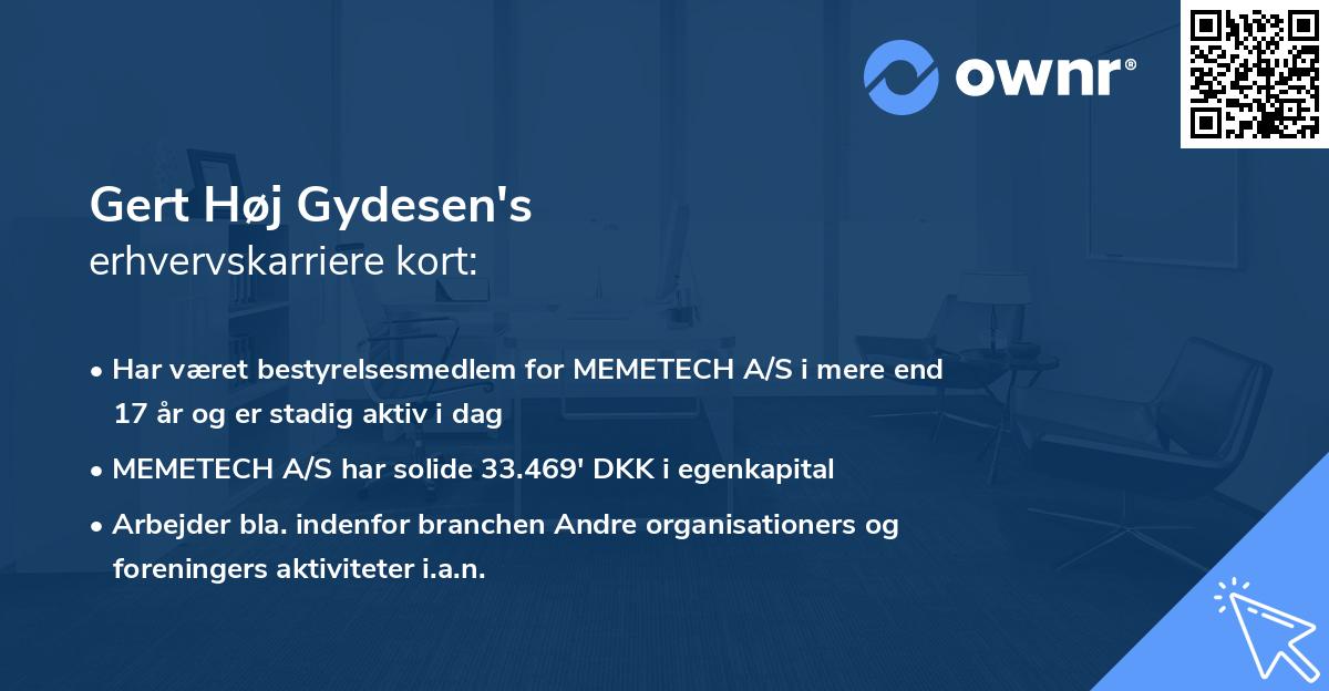Gert Høj Gydesen's erhvervskarriere kort