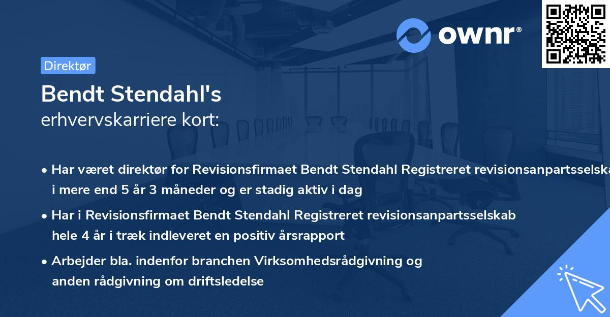 Bendt Stendahl's erhvervskarriere kort