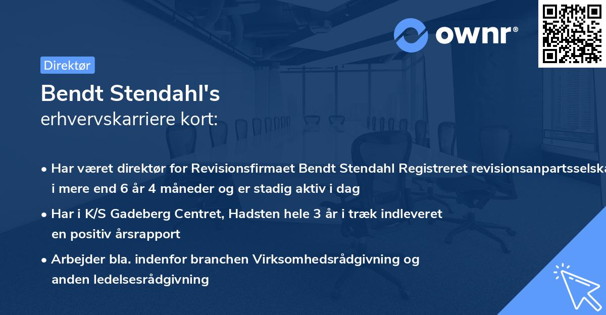 Bendt Stendahl's erhvervskarriere kort