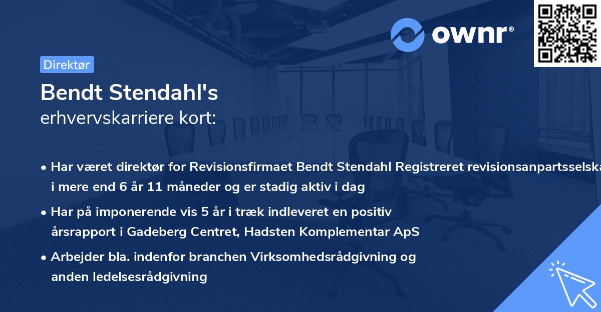 Bendt Stendahl's erhvervskarriere kort