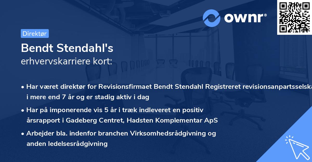 Bendt Stendahl's erhvervskarriere kort