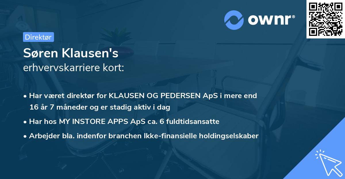 Søren Klausen's erhvervskarriere kort