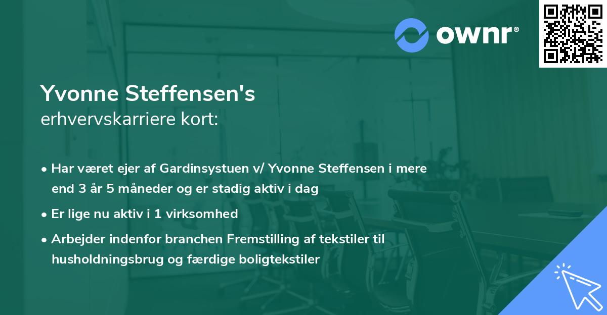 Yvonne Steffensen's erhvervskarriere kort