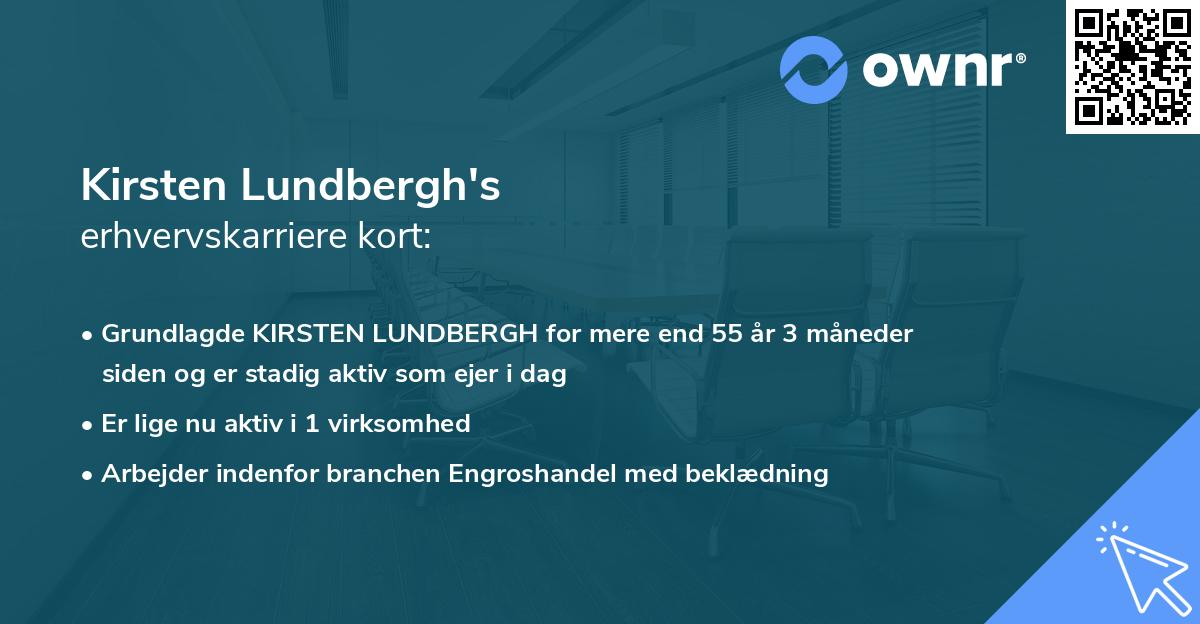 Kirsten Lundbergh's erhvervskarriere kort
