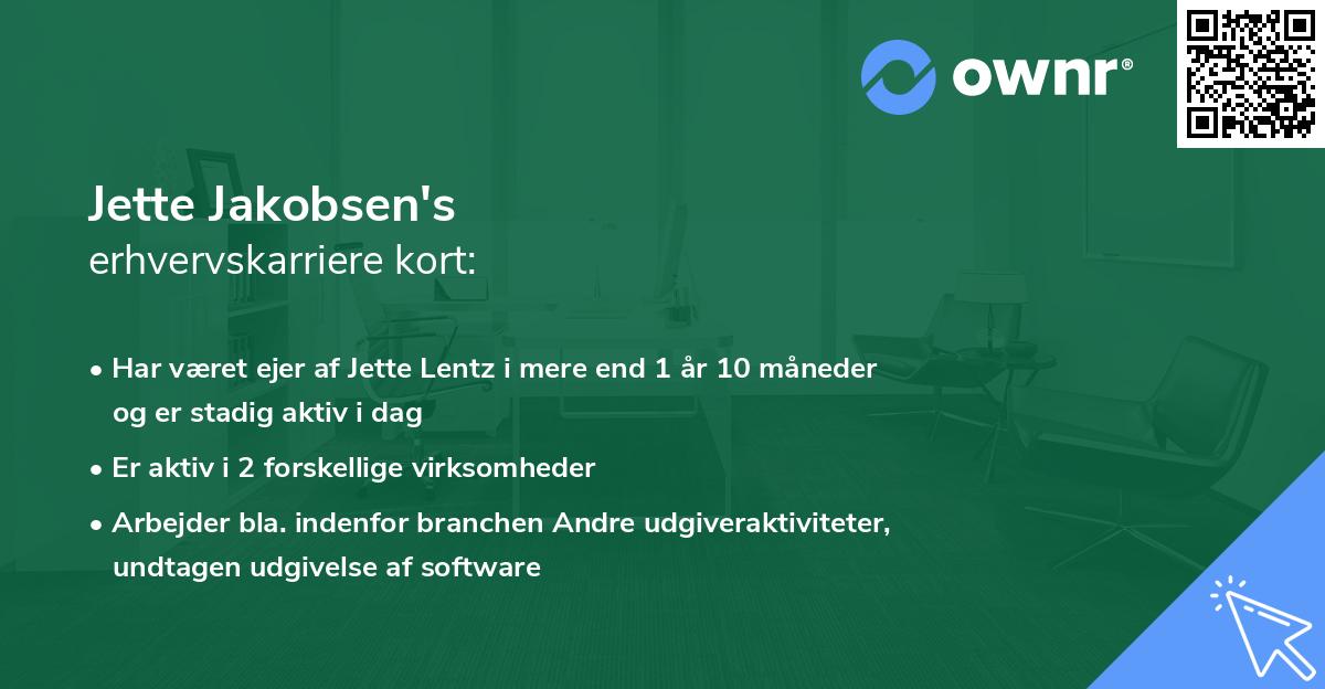 Jette Jakobsen's erhvervskarriere kort