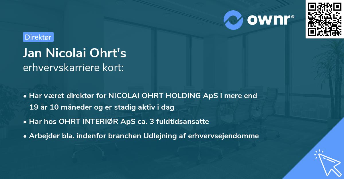Jan Nicolai Ohrt's erhvervskarriere kort