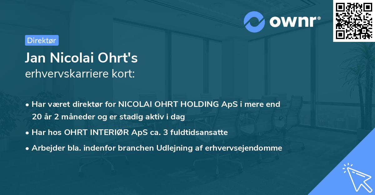 Jan Nicolai Ohrt's erhvervskarriere kort