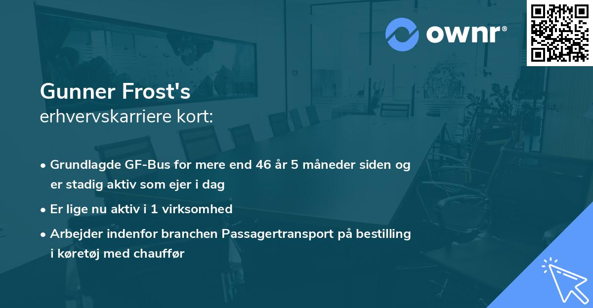 Gunner Frost's erhvervskarriere kort