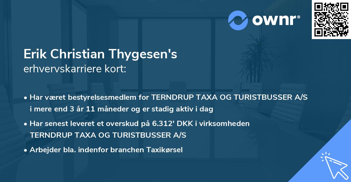 Erik Christian Thygesen's erhvervskarriere kort