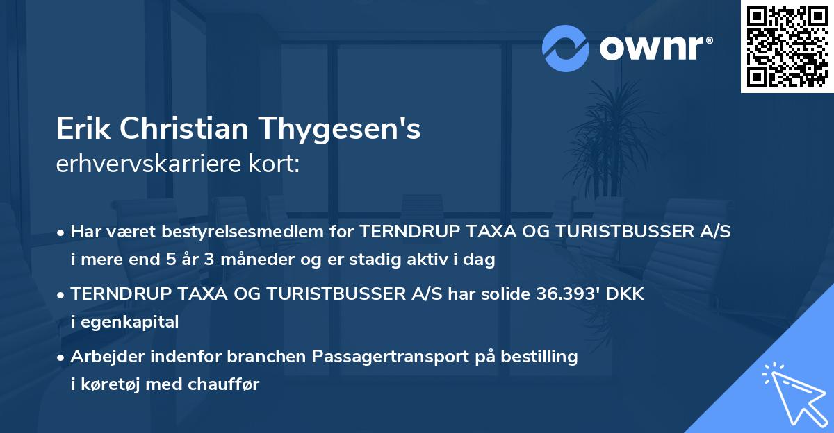 Erik Christian Thygesen's erhvervskarriere kort