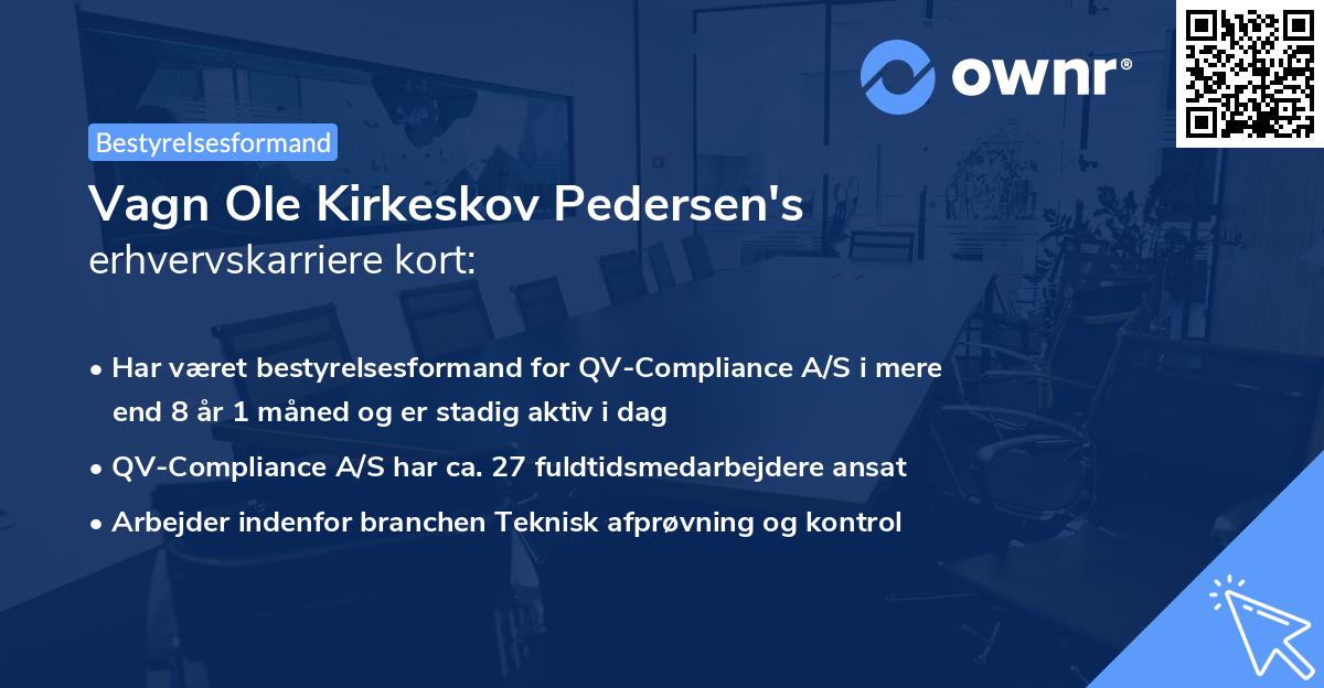 Vagn Ole Kirkeskov Pedersen's erhvervskarriere kort