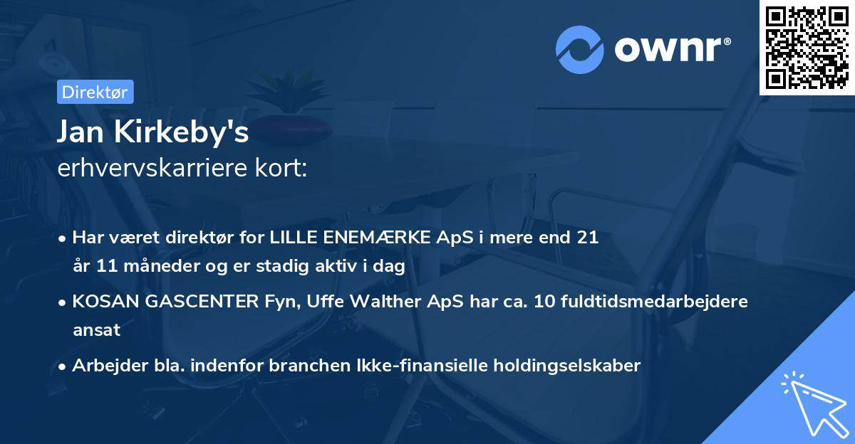 Jan Kirkeby's erhvervskarriere kort
