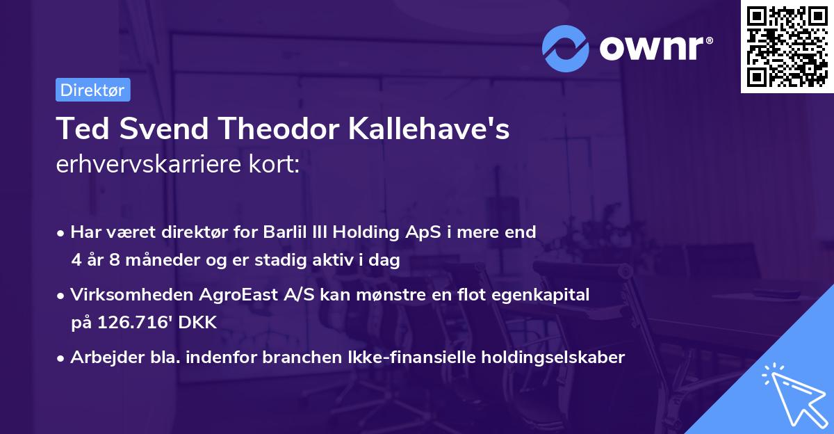 Ted Svend Theodor Kallehave's erhvervskarriere kort
