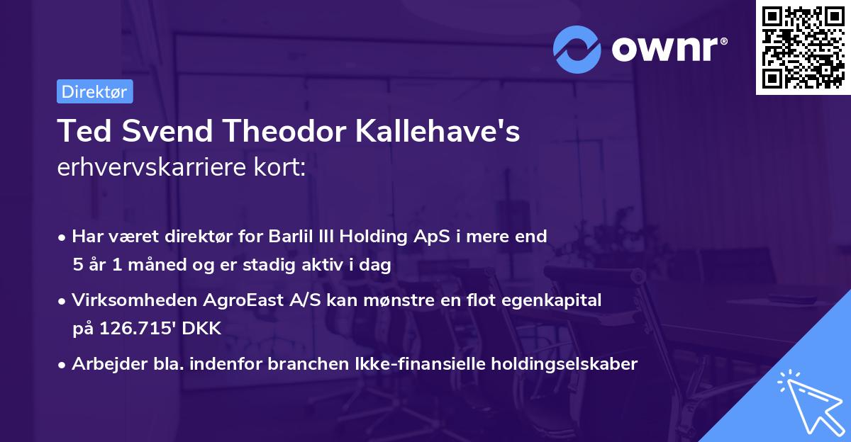 Ted Svend Theodor Kallehave's erhvervskarriere kort