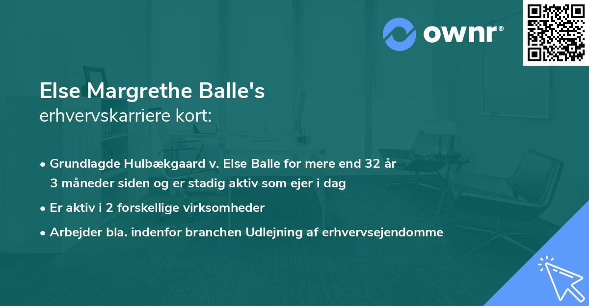 Else Margrethe Balle's erhvervskarriere kort