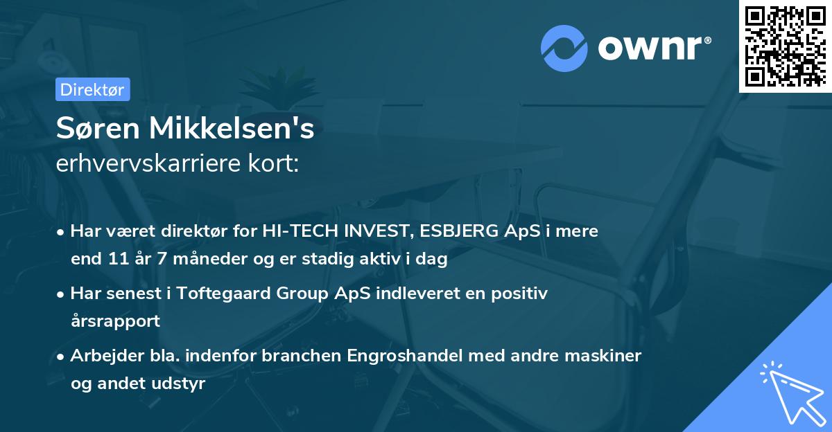 Søren Mikkelsen's erhvervskarriere kort