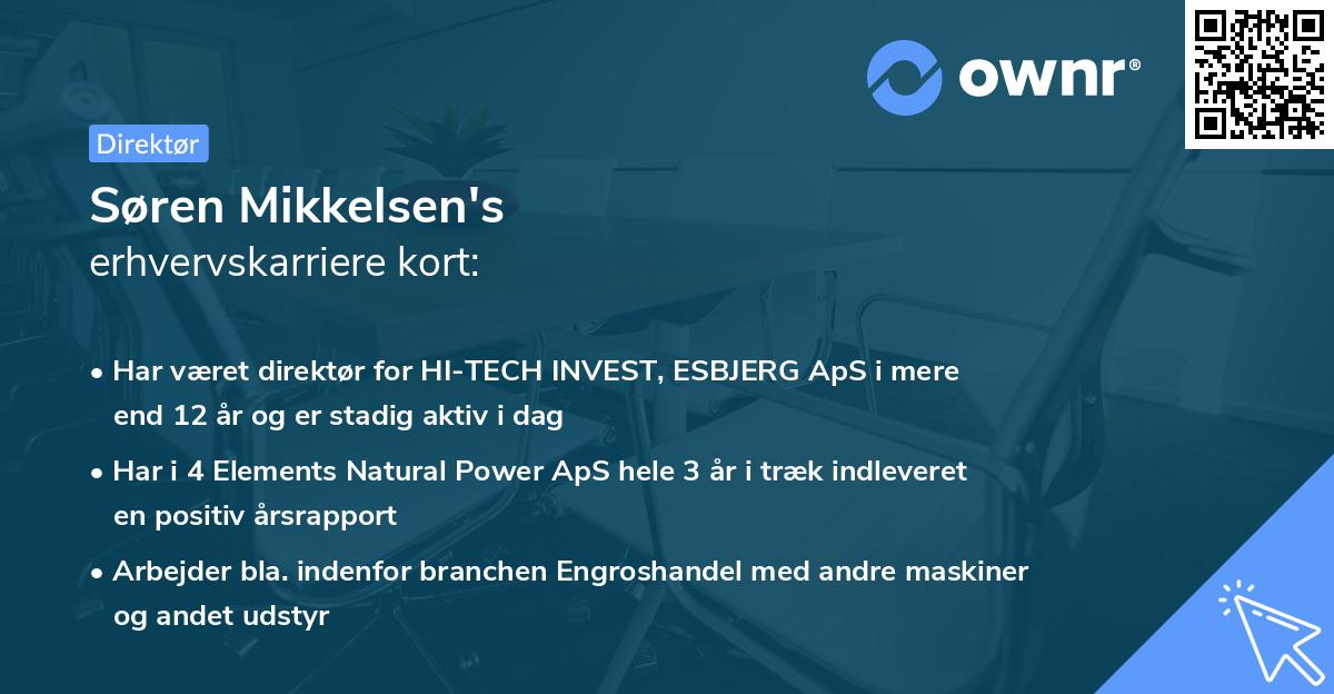 Søren Mikkelsen's erhvervskarriere kort