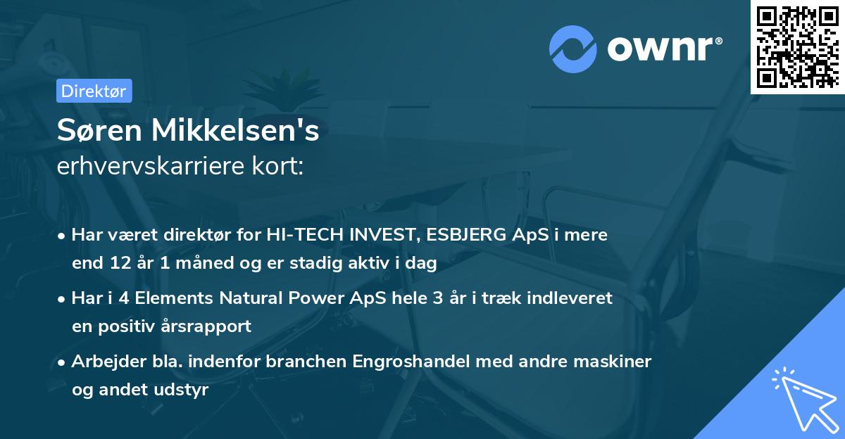 Søren Mikkelsen's erhvervskarriere kort