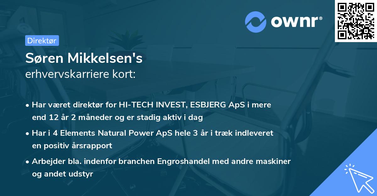 Søren Mikkelsen's erhvervskarriere kort