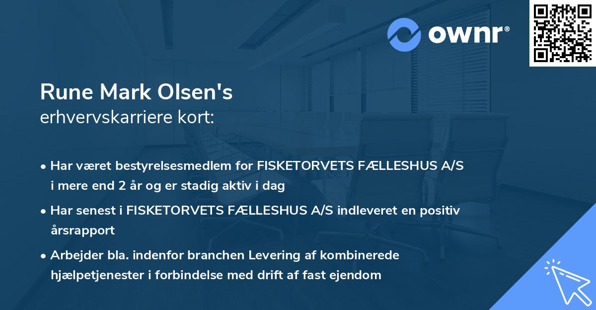 Rune Mark Olsen's erhvervskarriere kort