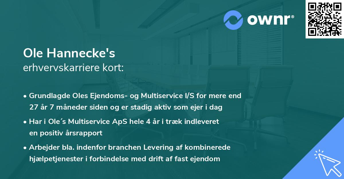 Ole Hannecke's erhvervskarriere kort