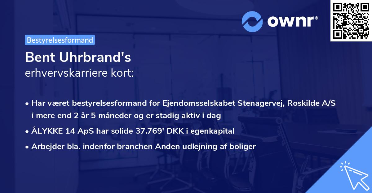 Bent Uhrbrand's erhvervskarriere kort