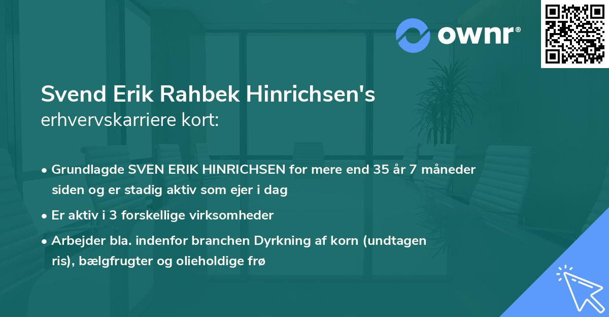 Svend Erik Rahbek Hinrichsen's erhvervskarriere kort