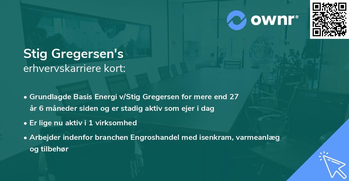 Stig Gregersen's erhvervskarriere kort