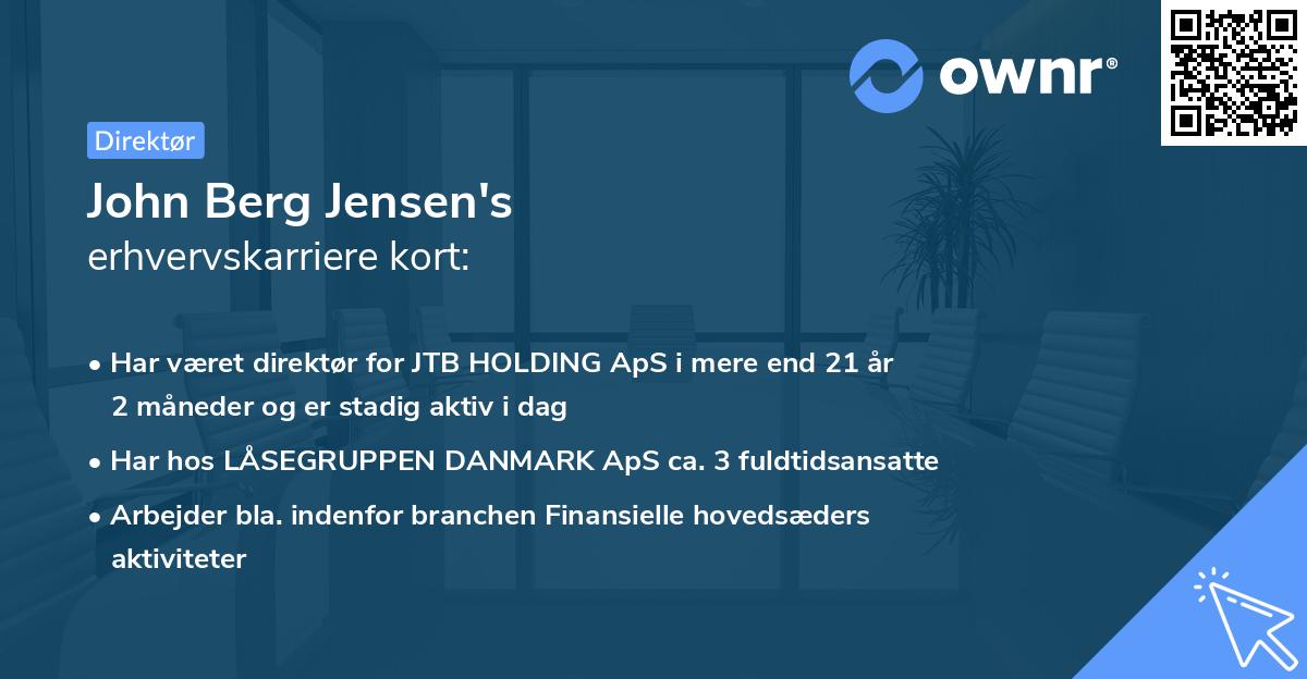 John Berg Jensen's erhvervskarriere kort