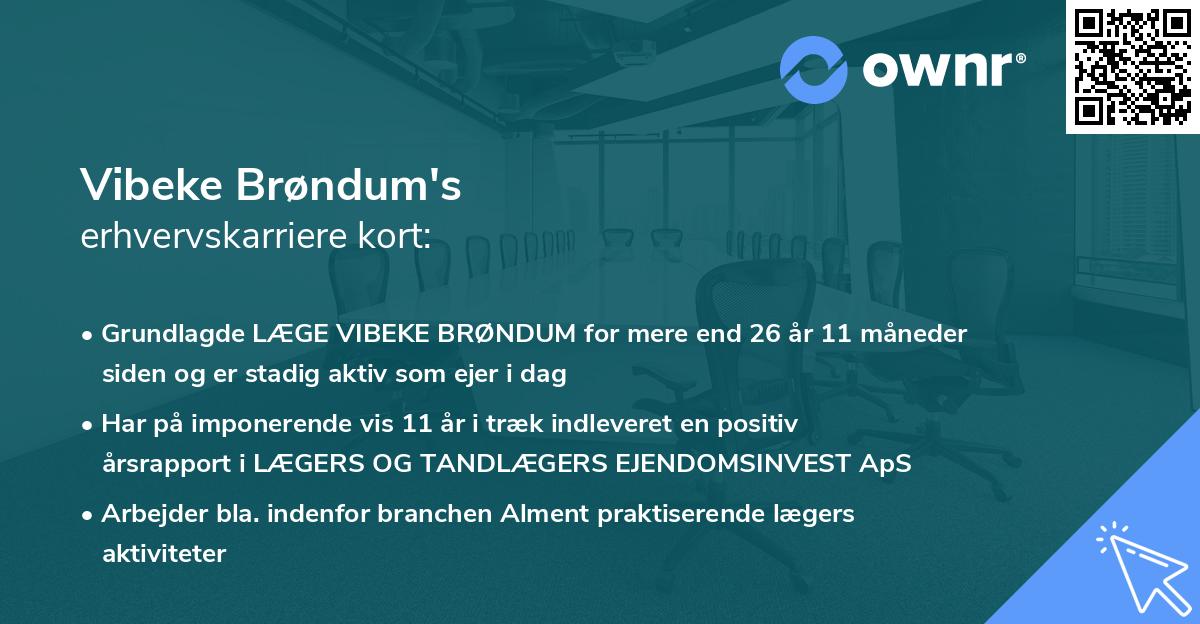 Vibeke Brøndum's erhvervskarriere kort