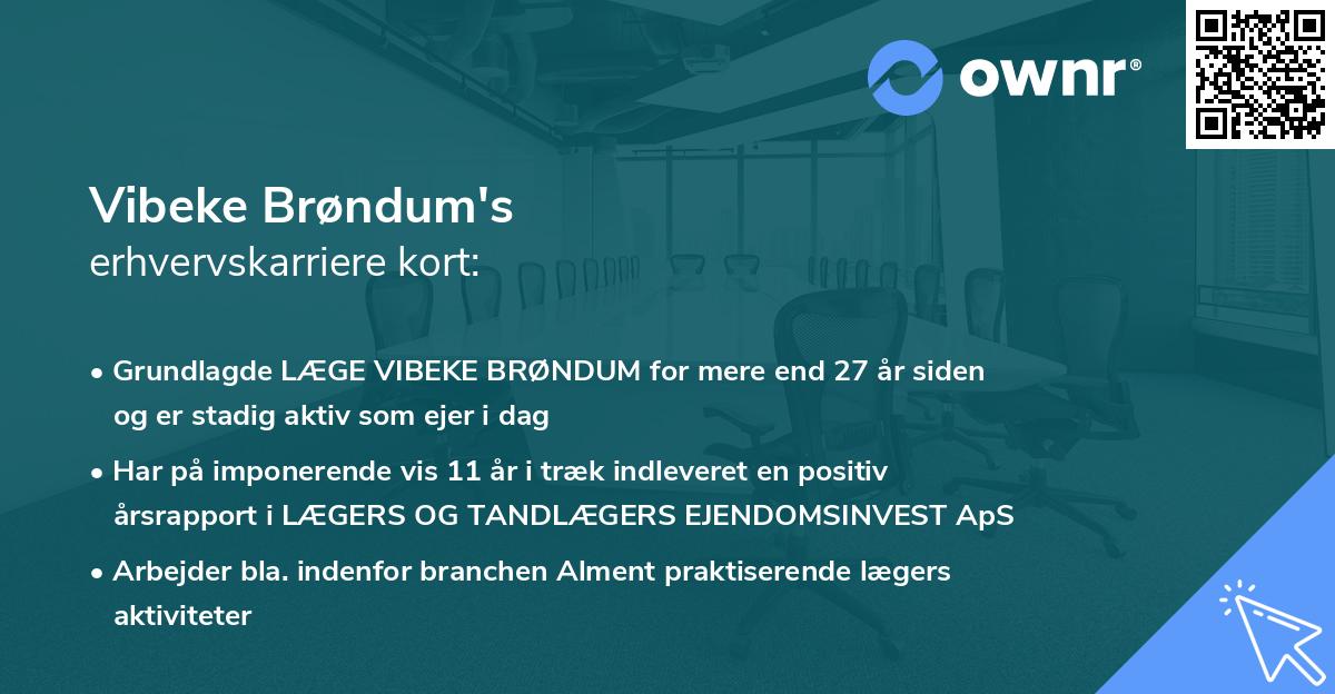 Vibeke Brøndum's erhvervskarriere kort