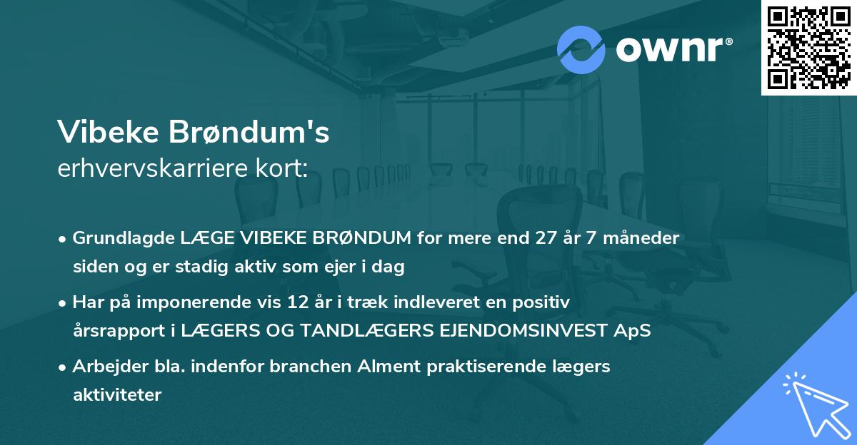 Vibeke Brøndum's erhvervskarriere kort