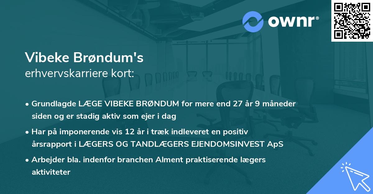 Vibeke Brøndum's erhvervskarriere kort