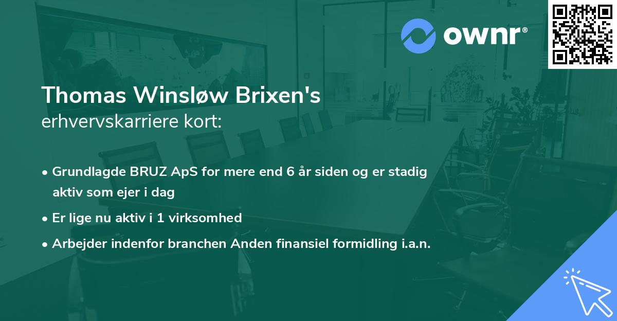 Thomas Winsløw Brixen's erhvervskarriere kort