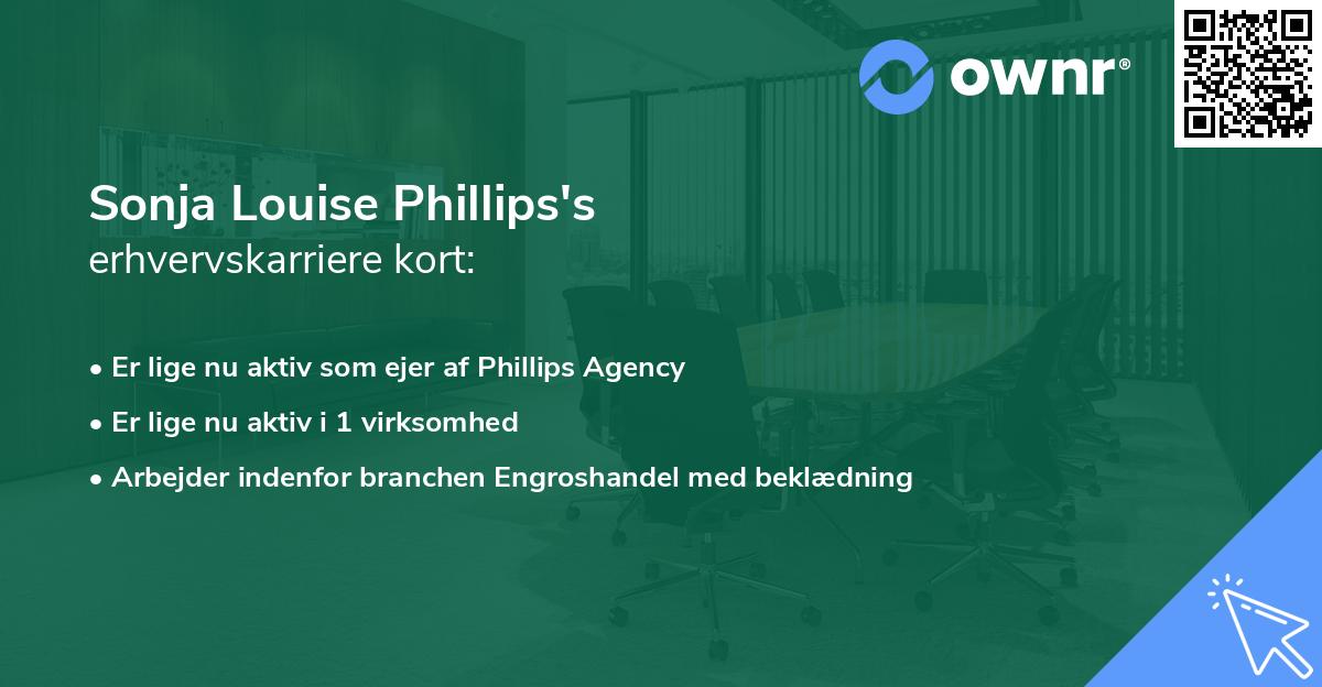 Sonja Louise Phillips's erhvervskarriere kort