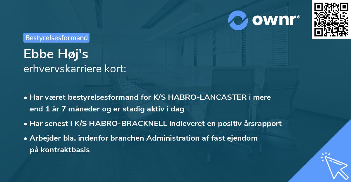 Ebbe Høj's erhvervskarriere kort