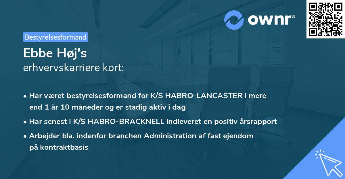 Ebbe Høj's erhvervskarriere kort