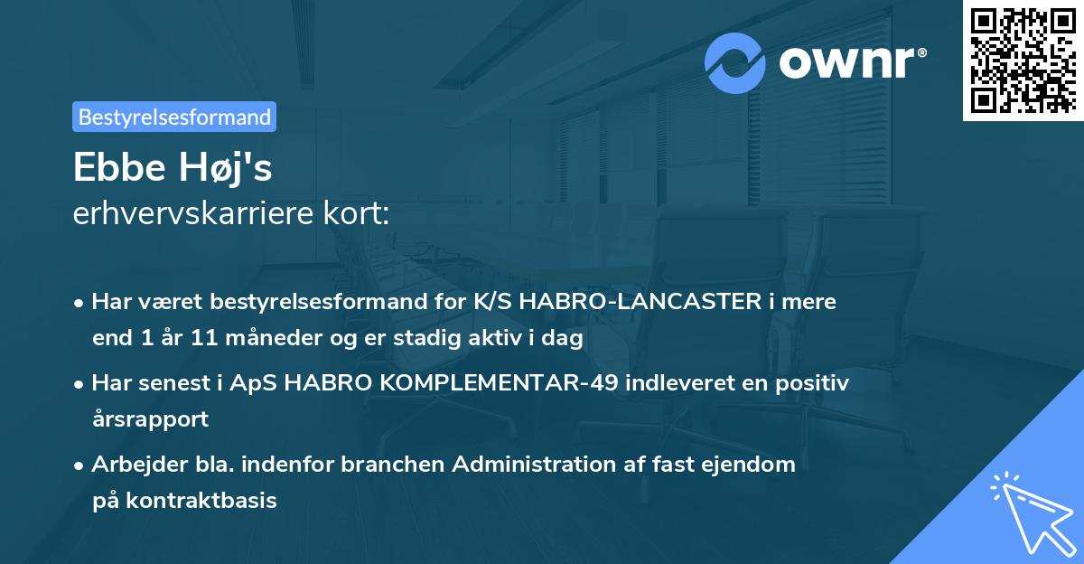 Ebbe Høj's erhvervskarriere kort