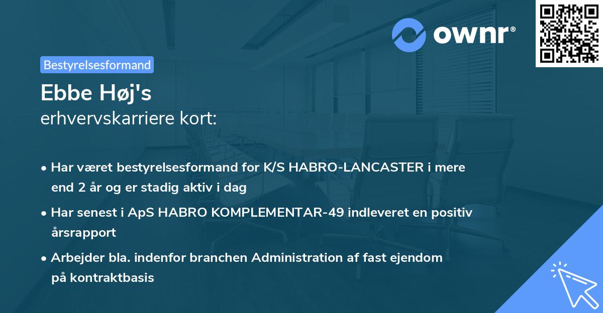 Ebbe Høj's erhvervskarriere kort