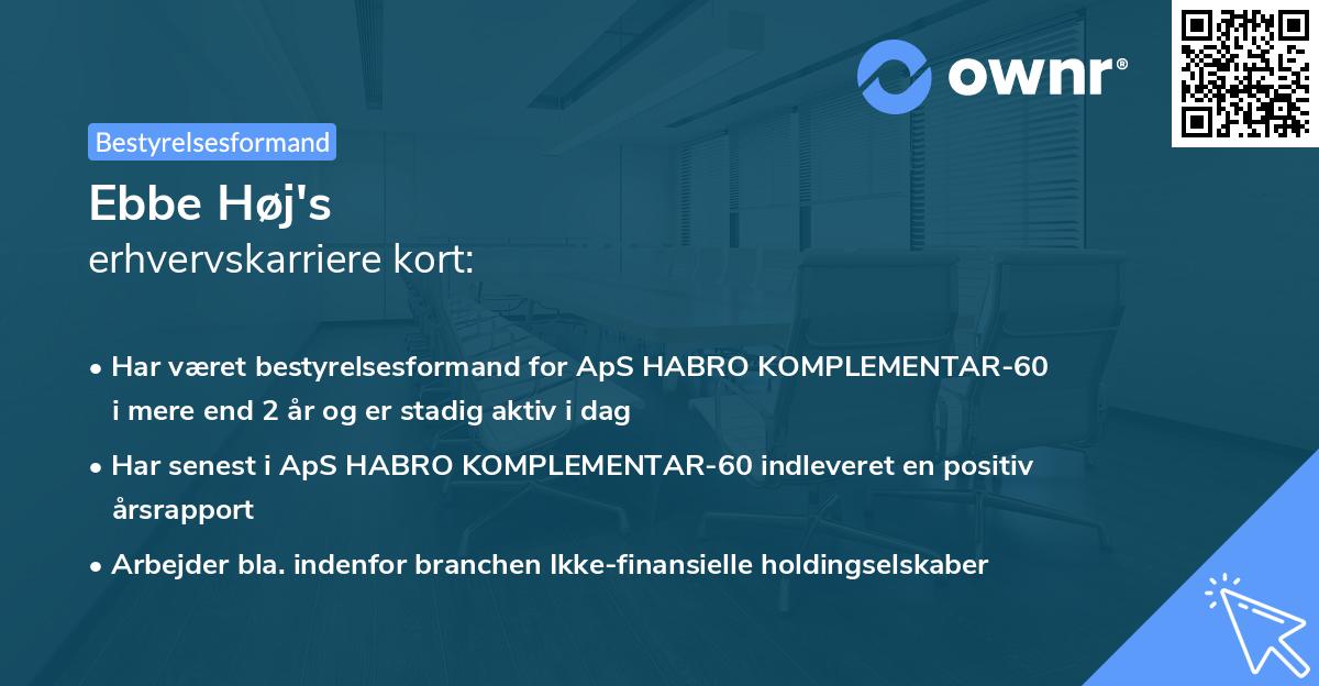 Ebbe Høj's erhvervskarriere kort