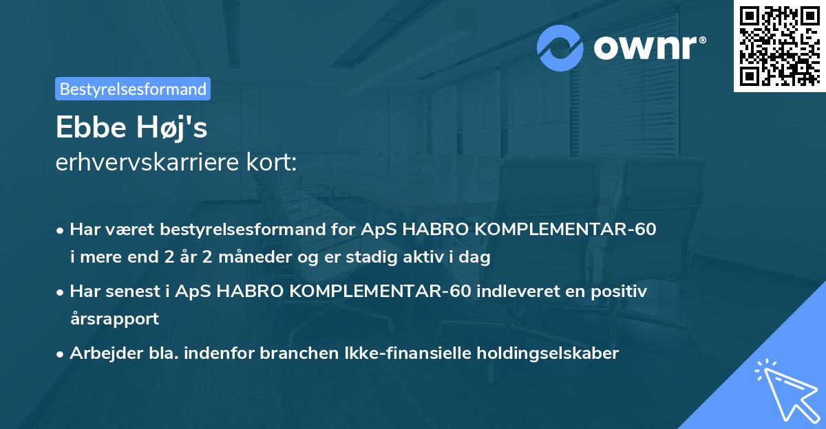 Ebbe Høj's erhvervskarriere kort
